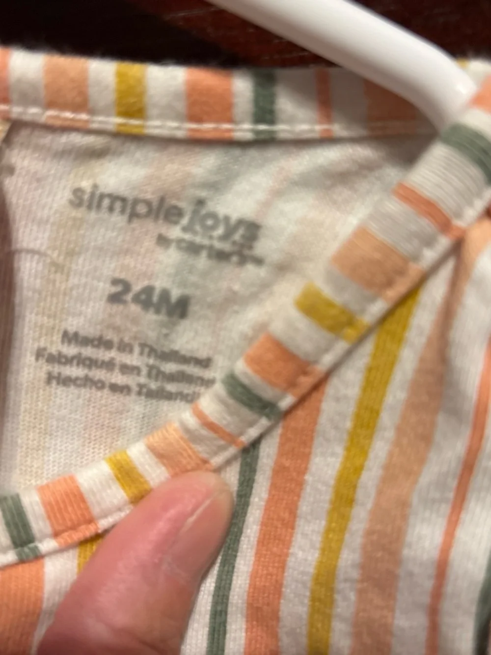 Striped Ruffle-Shoulder Romper in Peach, Yellow & Light Green